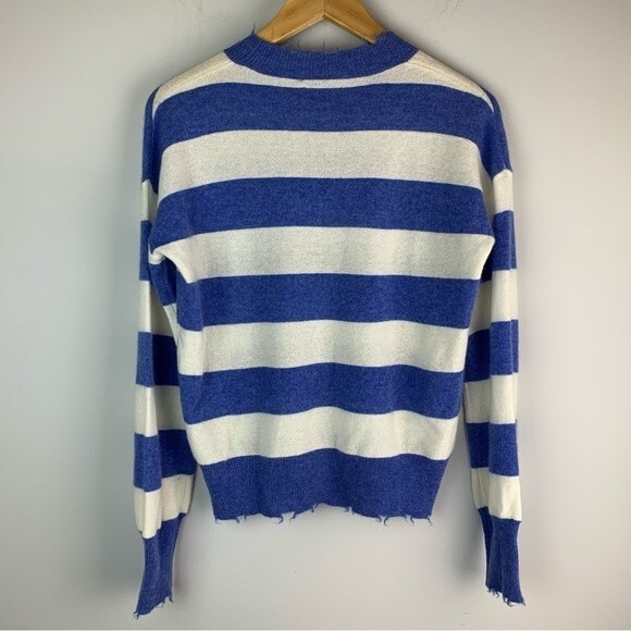 Aqua Blue and White Striped Crew Neck Sweater - never worn! - Picture 2 of 7